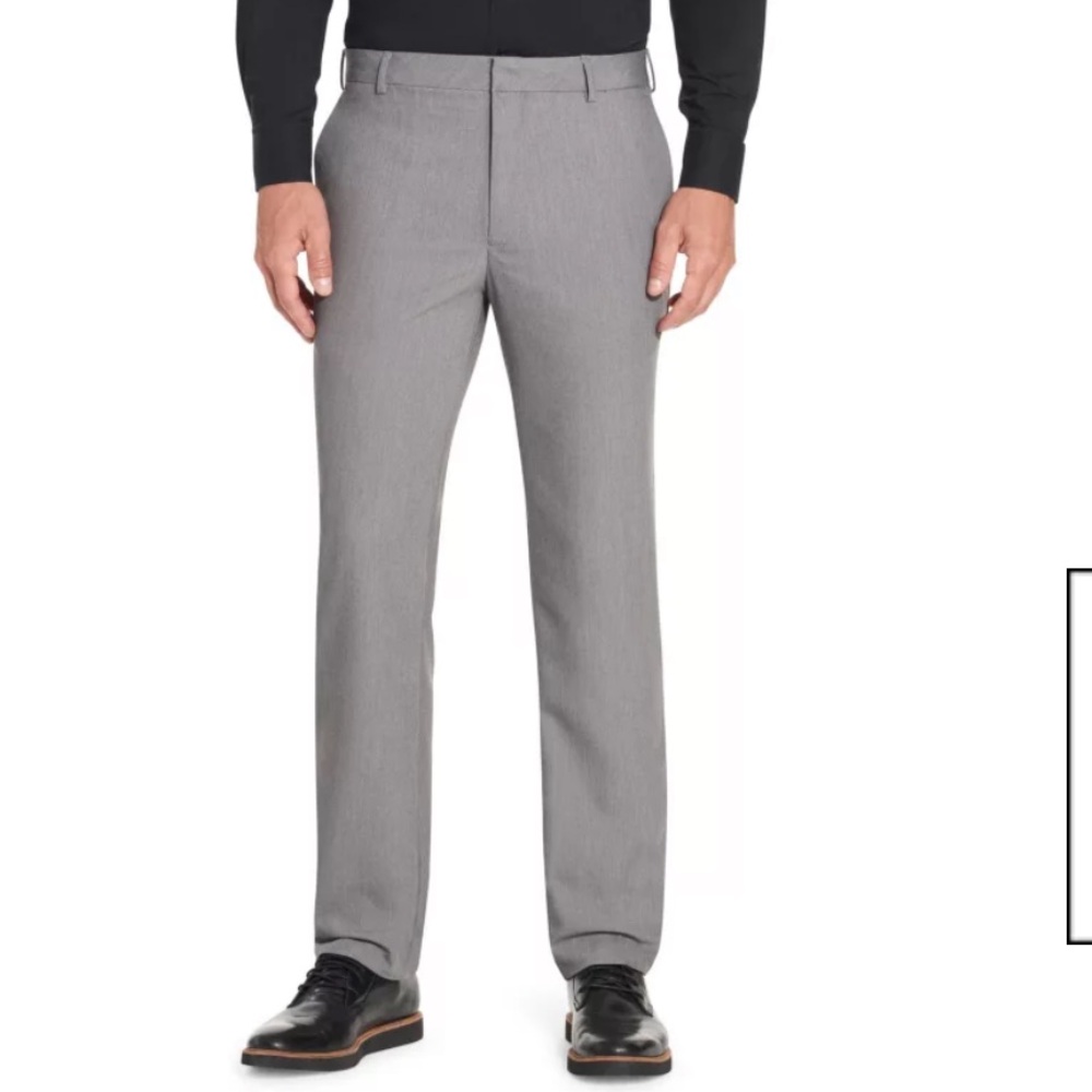 NWT Van Heusen gray mens wrinkle free straight fit flat front pants 36W X 30L